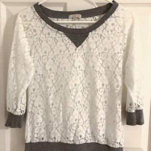 GIANNI BINI Ivory Mesh Lace Top